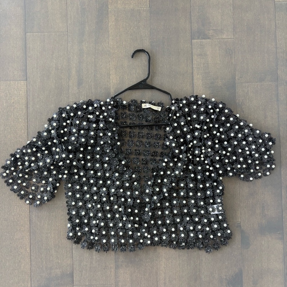 Sheer Pearl Beaded Cardigan